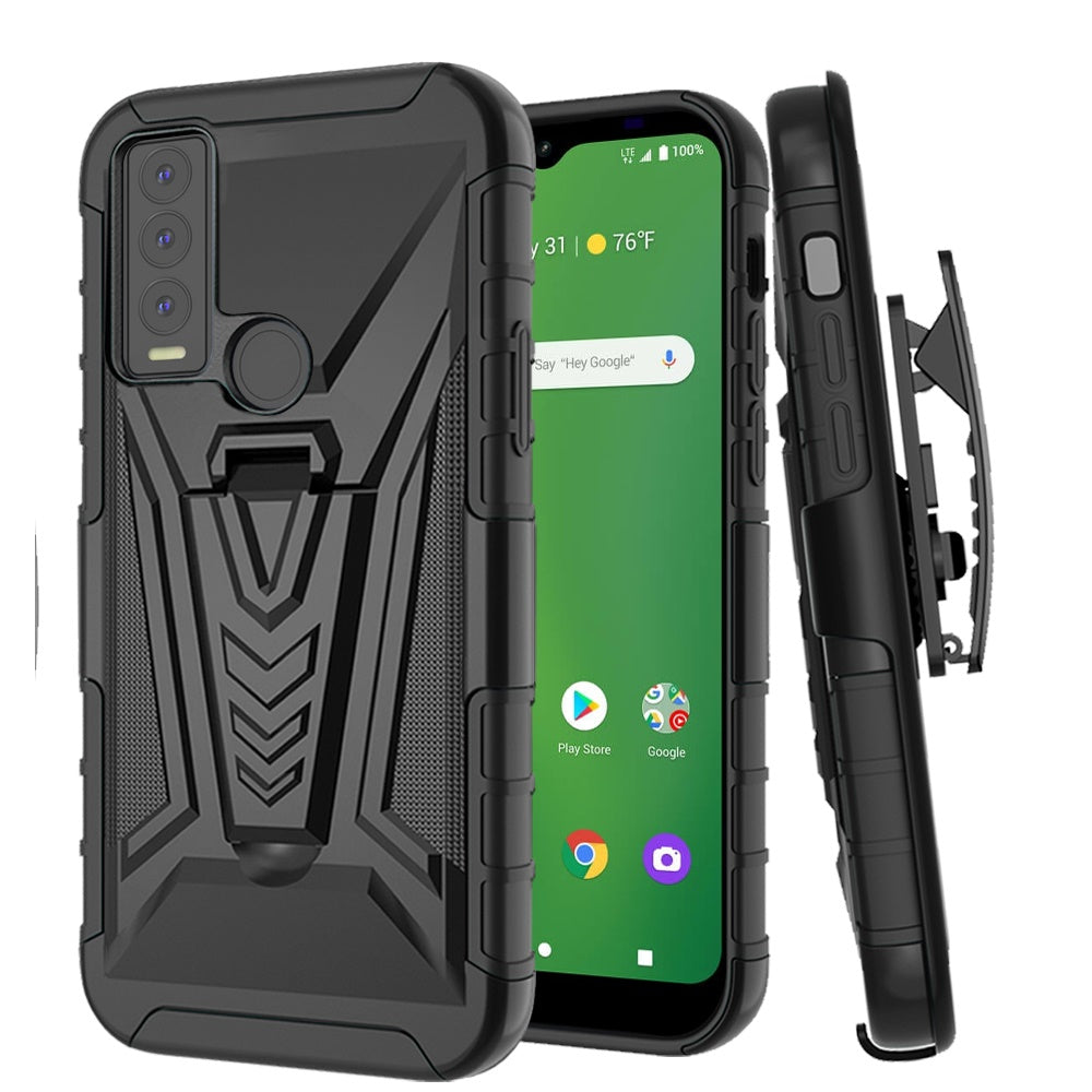 Cricket Ovation 3 V 3in1 Combo Kickstand Holster Cover Case - Black (1105270)