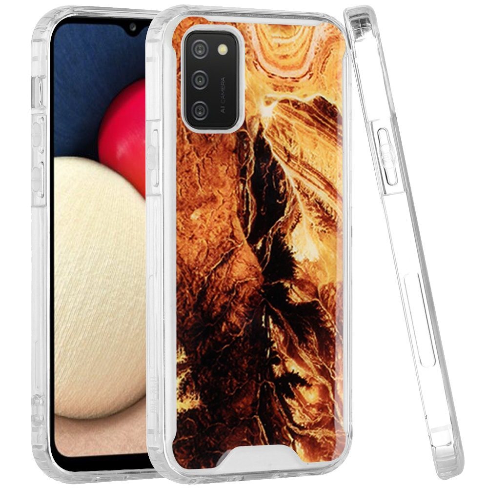 Samsung A02s Vogue Epoxy Glitter Hybrid Case Cover - Marble Brown (1102621)