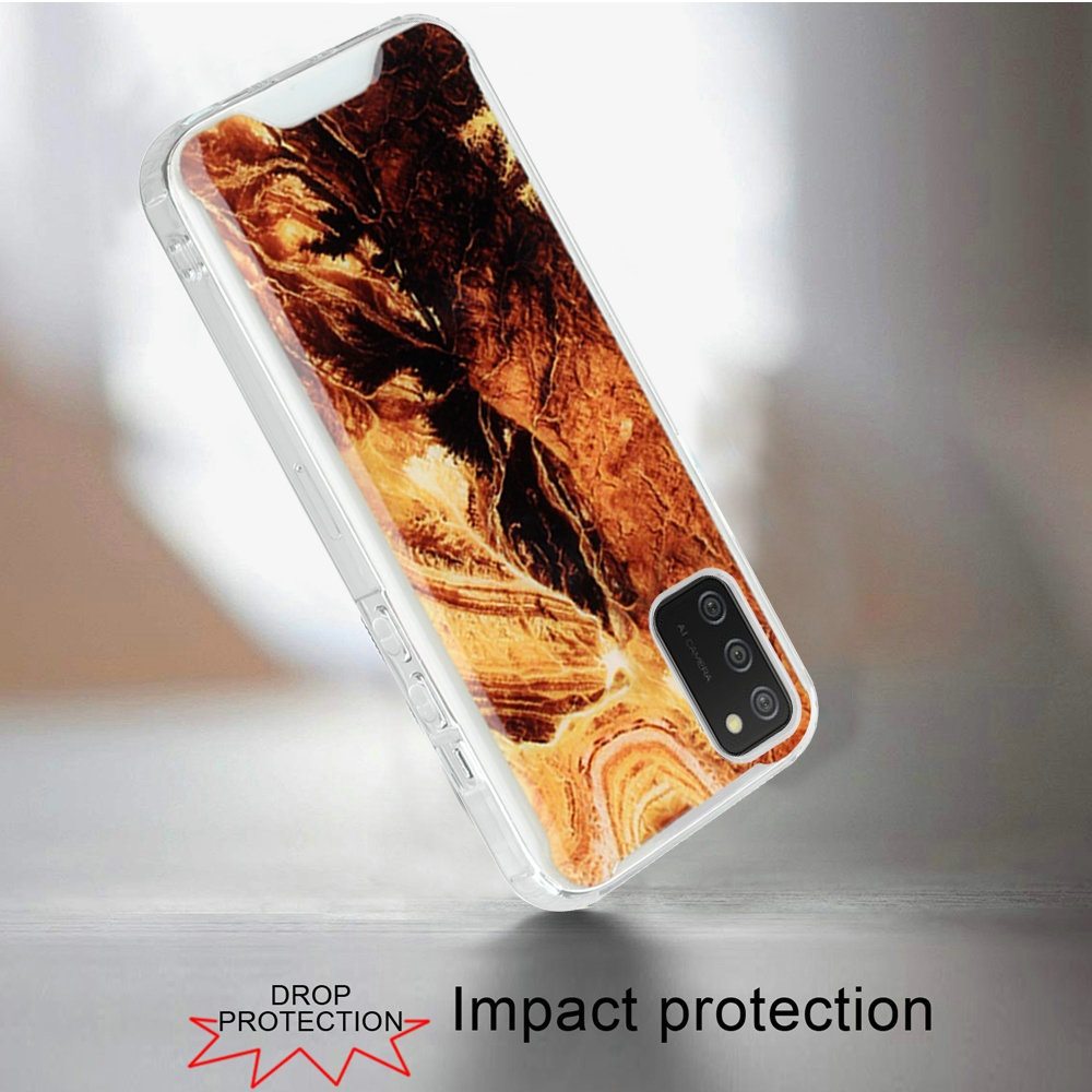 Samsung A02s Vogue Epoxy Glitter Hybrid Case Cover - Marble Brown (1102621)
