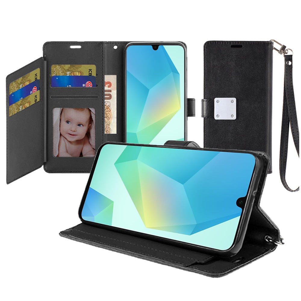 Samsung A16 5G Wallet ID Card Holder Case Cover - Black ( 1103674) (MSRP $49.99)
