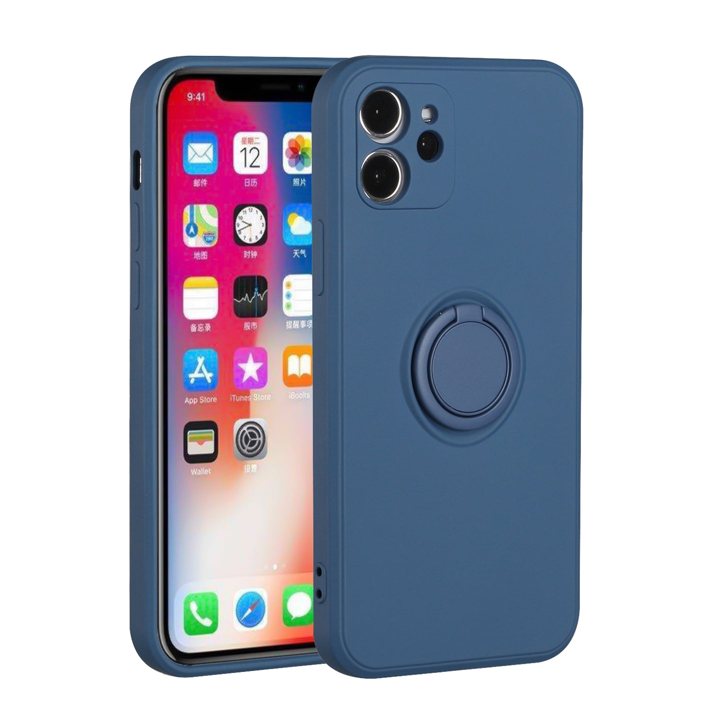 Apple iPhone 12 Pro Max 6.7 Extreme 2mm Ultra-Thick Ring Magnetic Stand Case Cover - Blue (1101555)