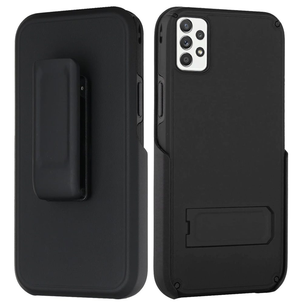 Samsung Galaxy A52 5G Rocking Holster Clip Kickstand Card Holder Case Cover - Black (1101507)