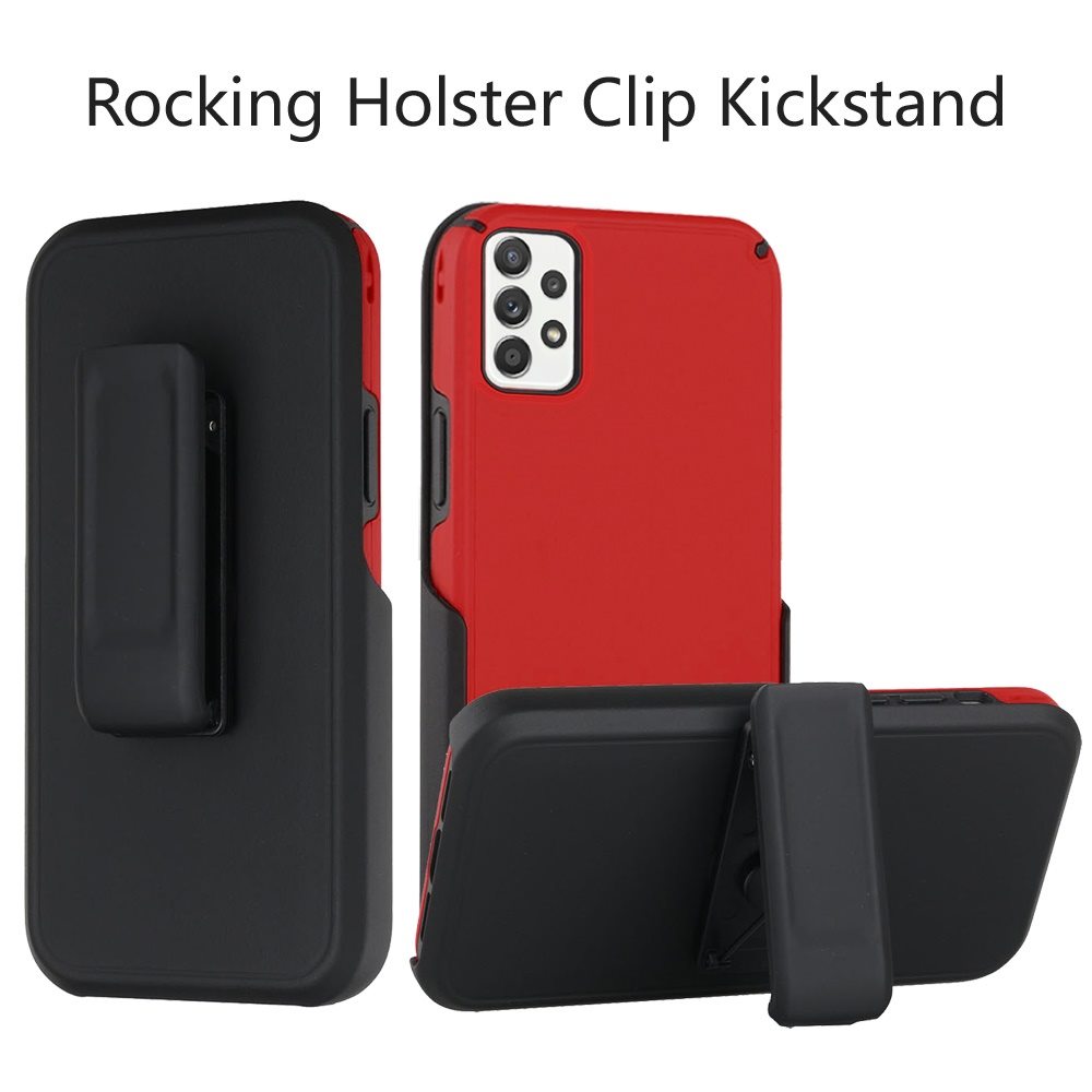 Samsung Galaxy A52 5G Rocking Holster Clip Kickstand Card Holder Case Cover - Red (1101594)