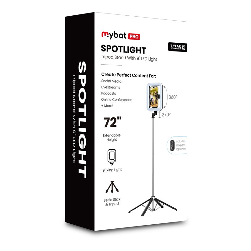 MyBat Pro Spotlight Tripod Stainless Steel Stand with LED Light – Silver (1107519)