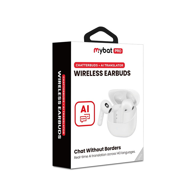 MyBat Pro ChatterBuds + AI Translator Wireless Earbuds – White (1102918)