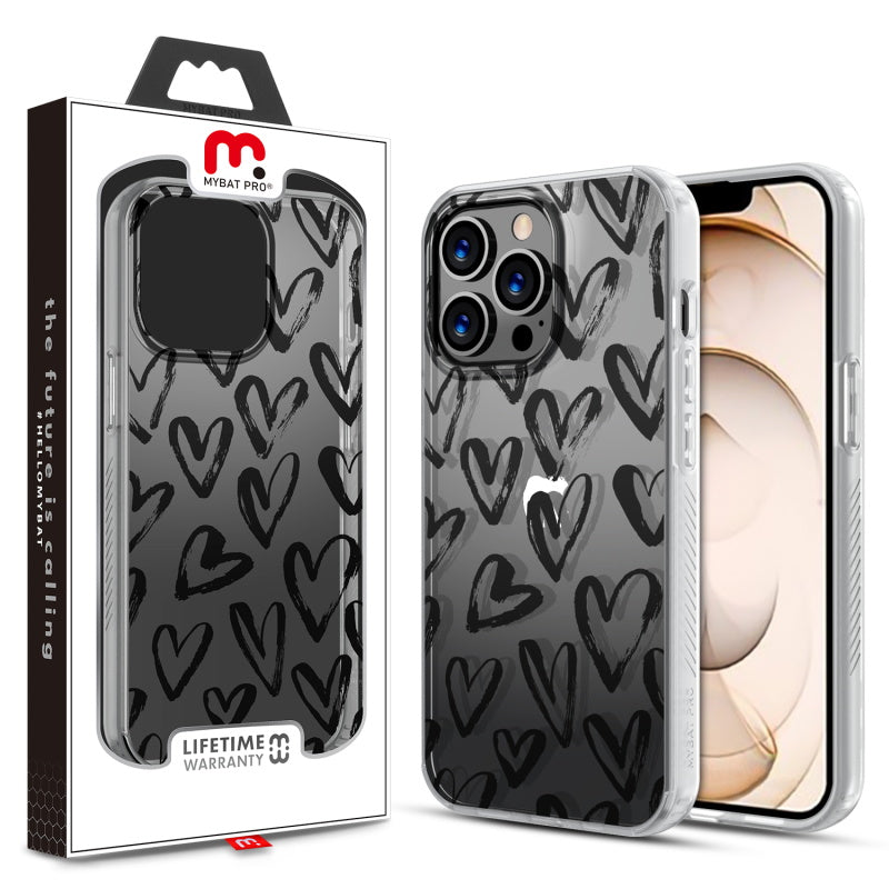 MyBat Pro Mood Series Case for Apple iPhone 13 Pro (6.1) - Black Hearts (1102051)