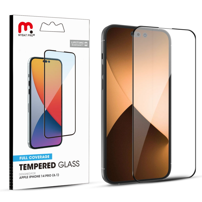 Apple iPhone 14 PRO MyBat Pro Full Coverage Tempered Glass Screen Protector - Black (1104713)