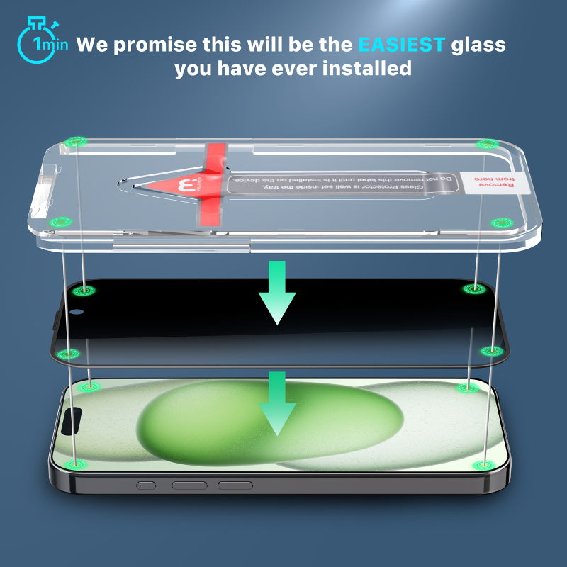 MyBat Pro Privacy Full Coverage Tempered Glass Screen Protector w/ Installation Tray for Apple iPhone 15 Plus (6.7) - Black (1106222)