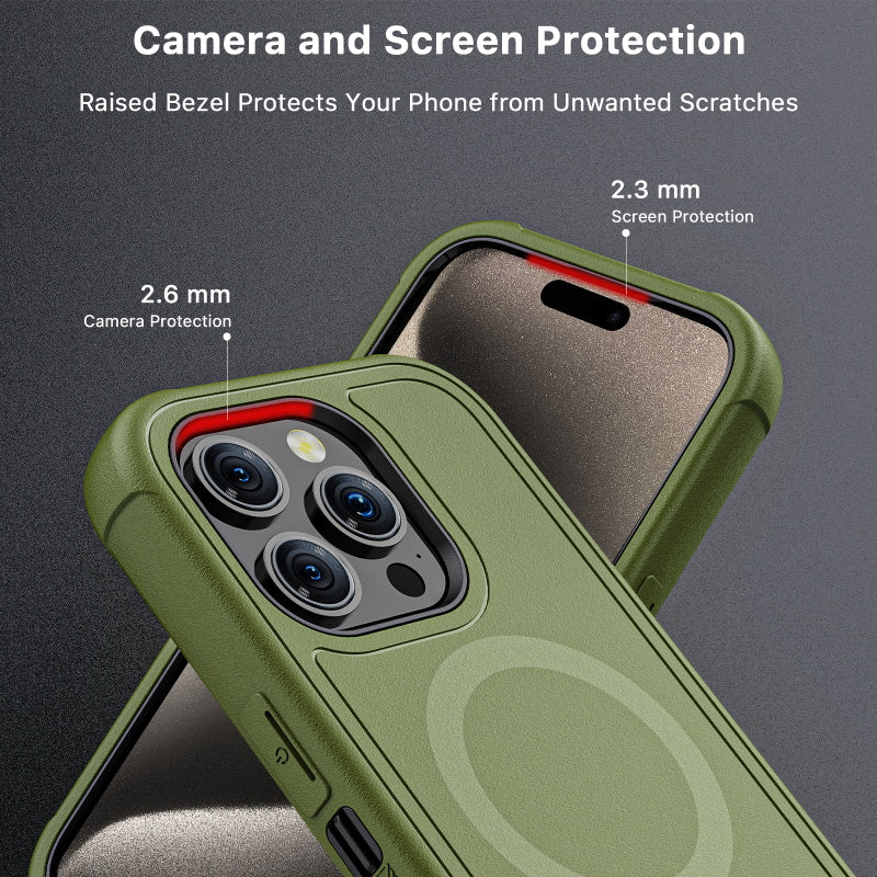 Apple iPhone 15 Pro Max (6.7) MyBat Pro Antimicrobial Maverick Series w/ MagSafe Case with Holster and Tempered Glass - Army Green / Black (1106210)