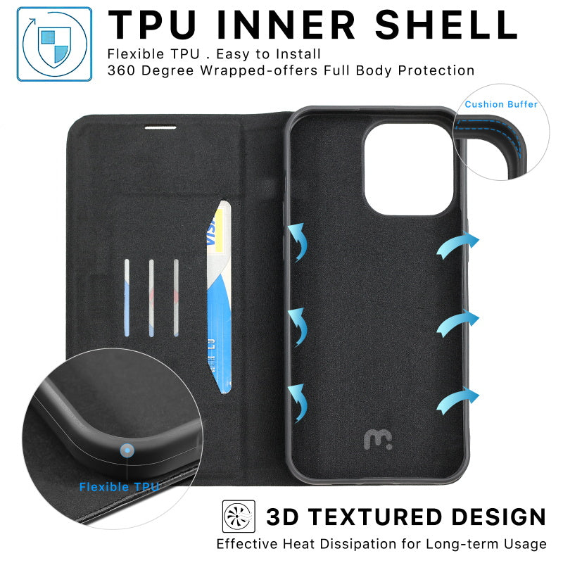 Apple iPhone 15 Pro Max (6.7) MyBat Pro Executive Series Wallet Case - Black (1106215)