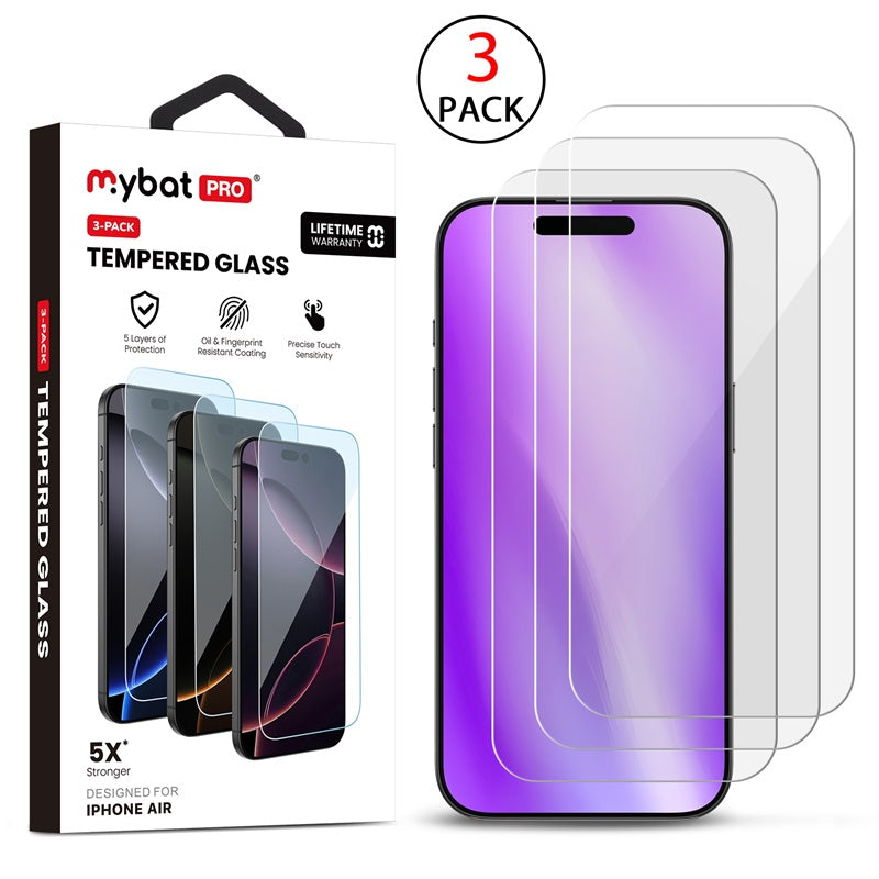 MyBat Pro Tempered Glass Screen Protector (2.5D)(3-pack) for Apple iPhone Air - Clear (1103283) (MSRP $59.99)