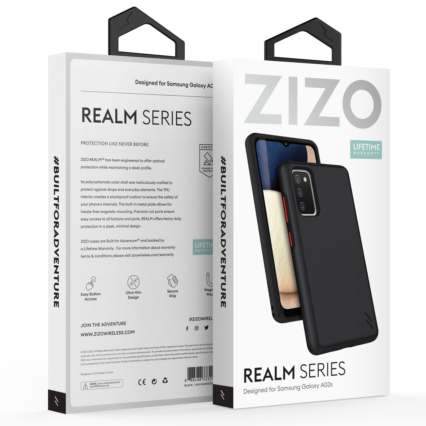 SAMSUNG GALAXY A02s ZIZO REALM SERIES CASE - BLACK (1101042)