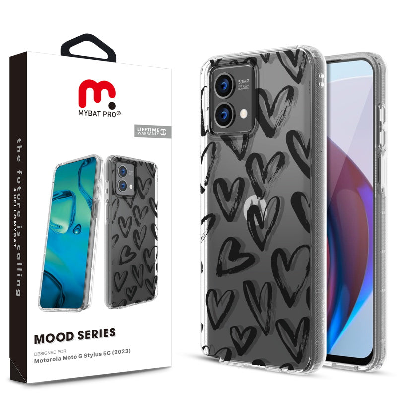 MyBat Pro Mood Series Case for Motorola Moto G Stylus 5G (2023) - Black Hearts (1105776)