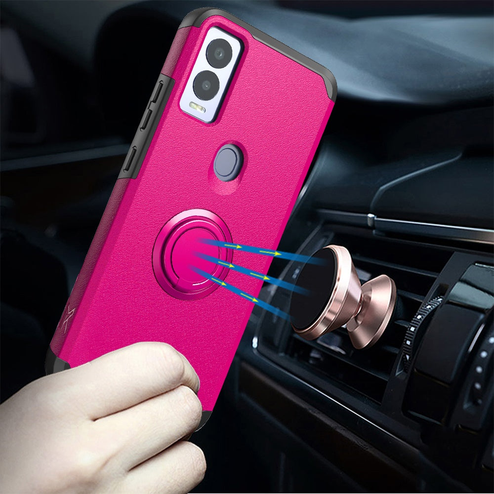 Cricket Magic 5G Tough Hybrid With Ring Stand + Tempered Glass - Hot Pink (1106036)