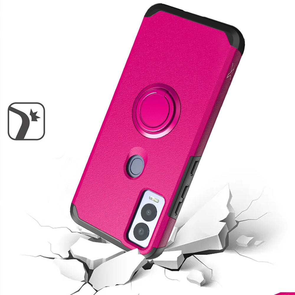 Cricket Magic 5G Tough Hybrid With Ring Stand + Tempered Glass - Hot Pink (1106036)