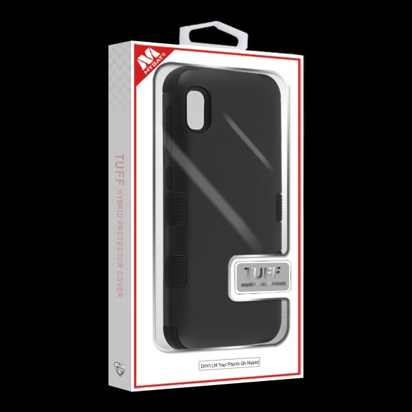 Samsung Galaxy A10e MyBat TUFF Hybrid Phone Protector Cover - Rubberized Black / Black (103)