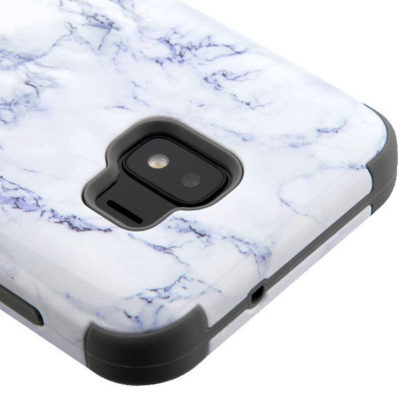 SAMSUNG GALAXY J2 PURE MYBAT TUFF HYBRID PROTECTOR COVER - WHITE MARBLING / IRON GRAY (722)