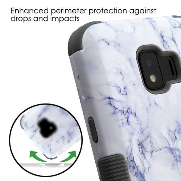 SAMSUNG GALAXY J2 PURE MYBAT TUFF HYBRID PROTECTOR COVER - WHITE MARBLING / IRON GRAY (722)