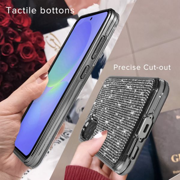Cube® - Samsung Galaxy A36 5G - Full Bling 3D Rhinestone Crystal Back Cover with Shiny Black Chrome Durable TPU Bumper in Cube Retail Box (1103072) (MSRP 39.99)
