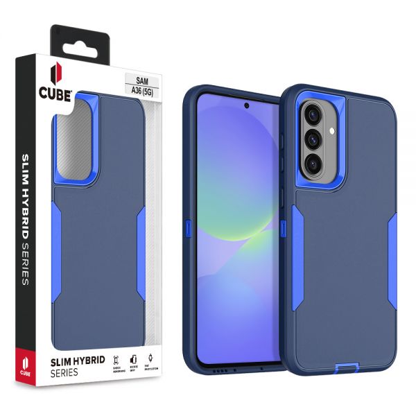 Cube® - Samsung Galaxy A36 5G - Navy Blue Heavy Duty Rugged Cover PC with Soft Blue TPU Protective Bumper in Cube Retail Box (1103076) (MSRP 39.99)