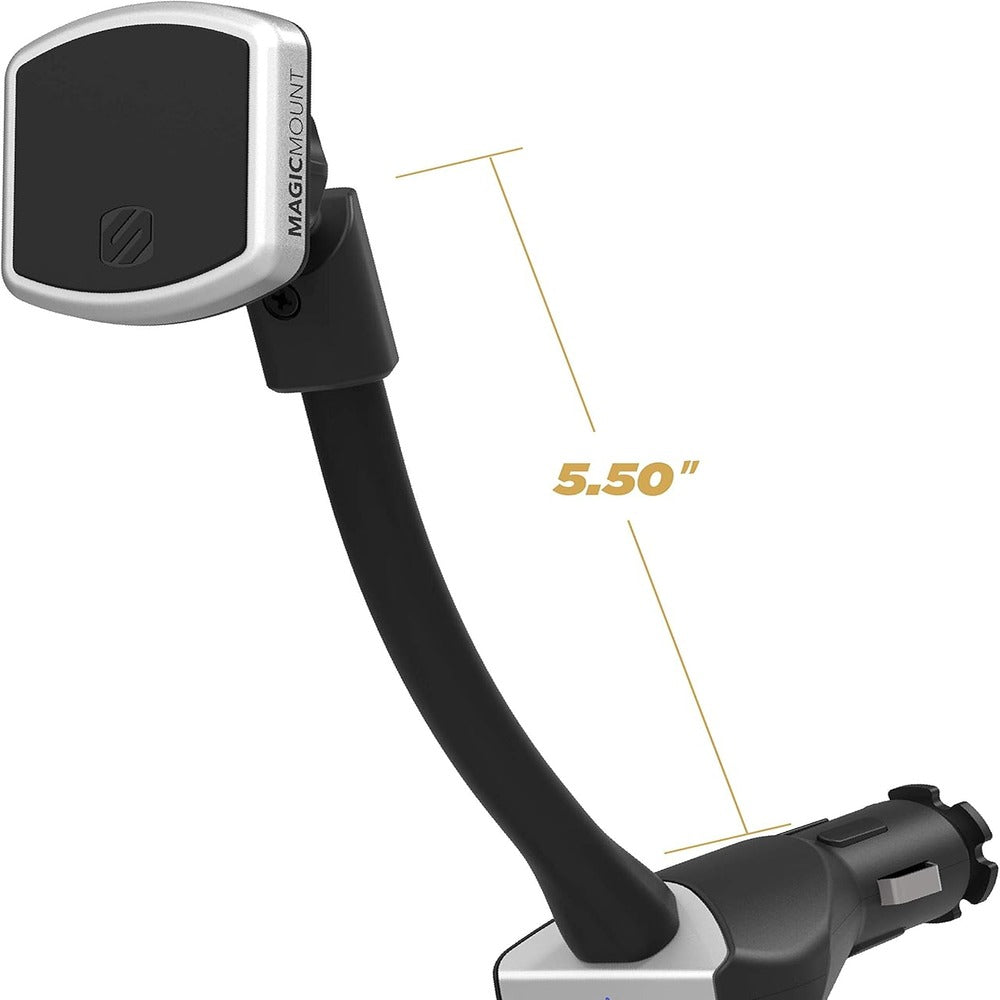 Scosche MP12VPD2-XTSP MagicMount Pro Magnetic Phone/GPS Car Mount 30W Dual Port Type-C + Type-A Cell Phone Charger, Cigarette Lighter Phone Holder (1102716)