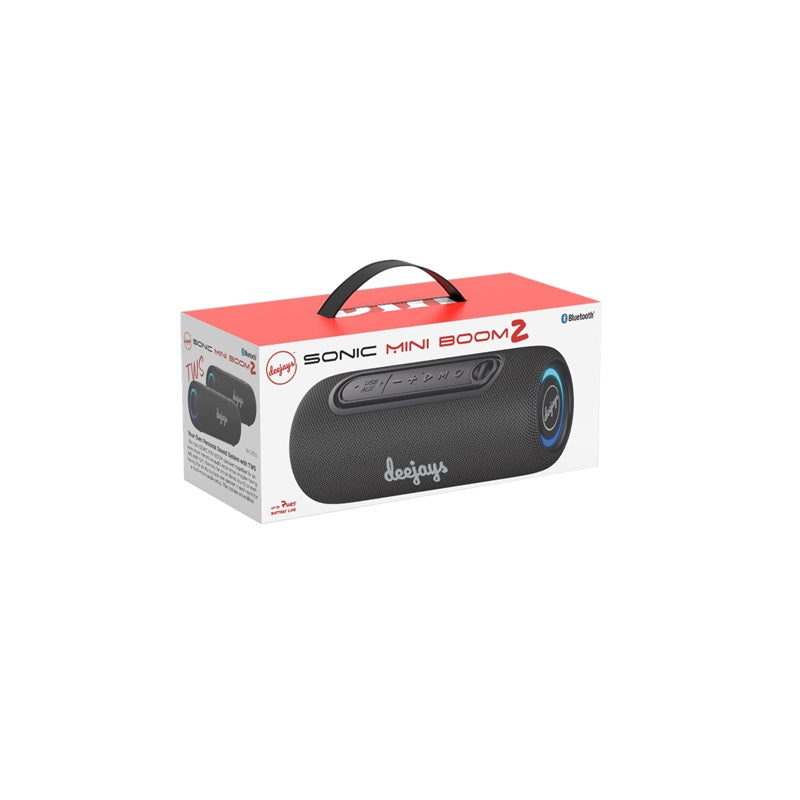 Deejays Sonic Mini Boom 2 Bluetooth Speaker - Black ( 1107884) (MSRP $49.99)