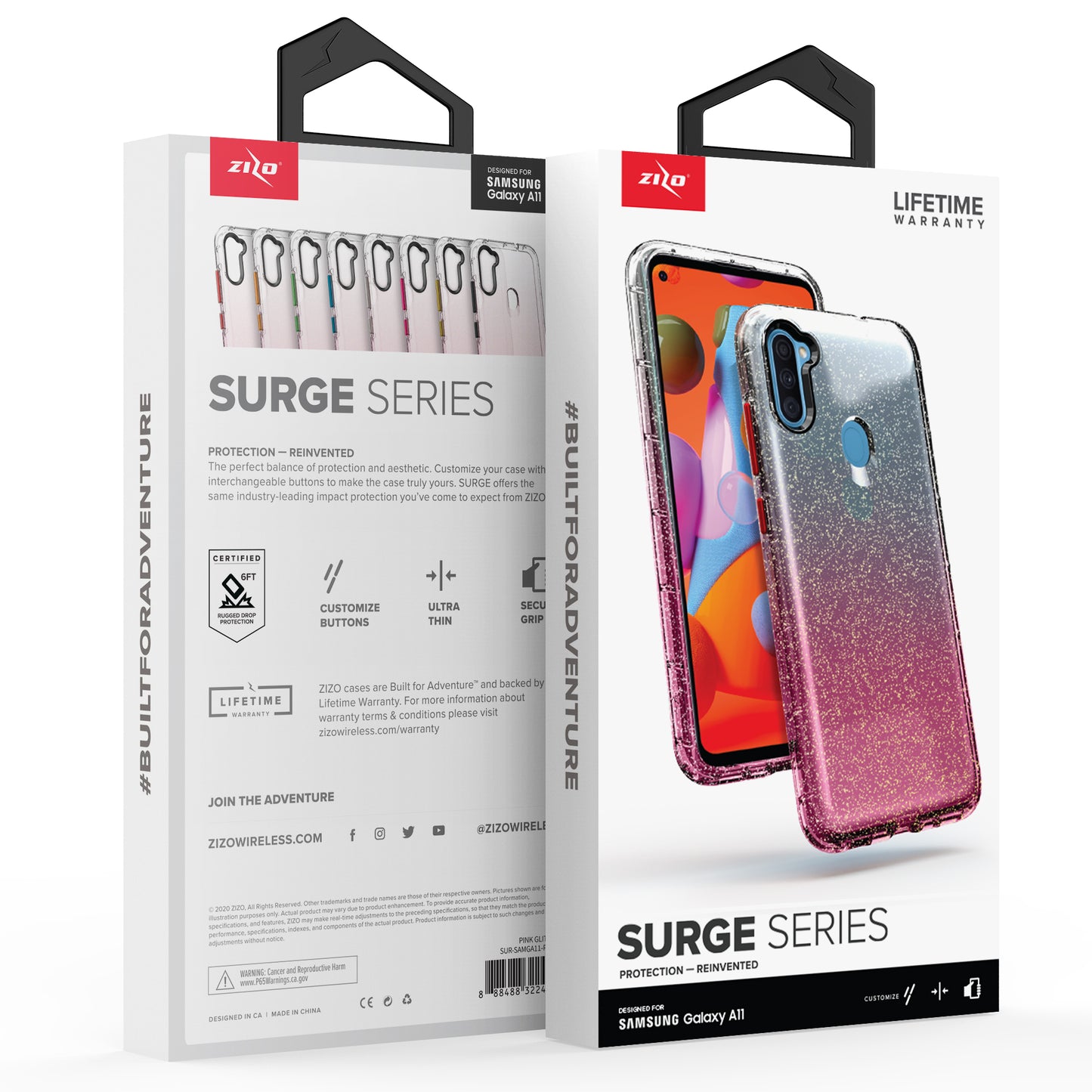 SAMSUNG GALAXY A11 ZIZO SURGE SERIES CASE - PINK GLITTER (10005)