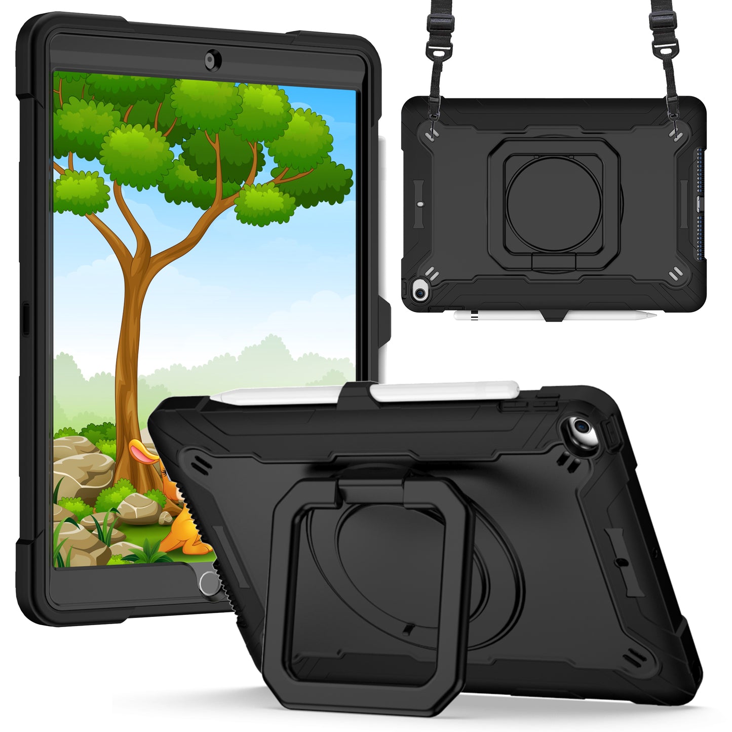 Samsung a9 Plus / A11 Plus 11" Tablet Tough Hybrid Rotating 360 Degree Kickstand - Black+Black ( 1107838) (MSRP $69.99)
