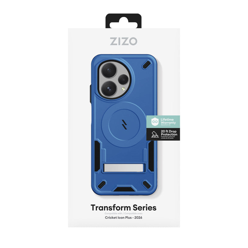 Cricket Icon Plus 2026 ZIZO TRANSFORM Series Case - Blue (1103201) (MSRP $59.99)