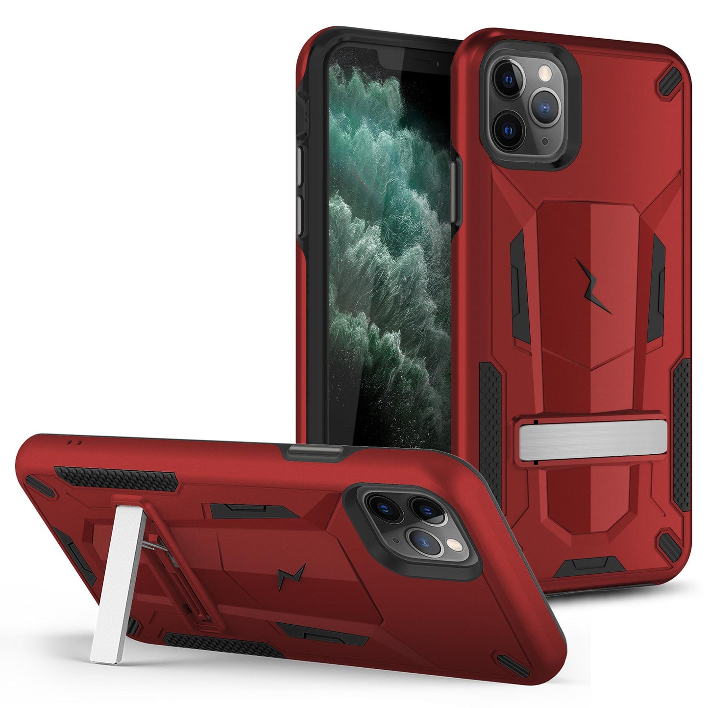 IPHONE 11 PRO MAX ZIZO TRANSFORM CASE W/ BUILT-IN KICKSTAND - RED (9932)