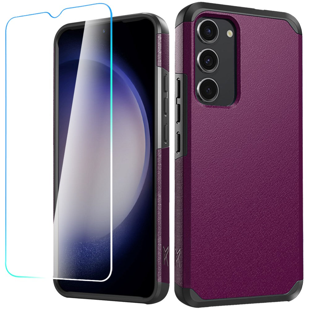 Samsung S23 FE 5G Tough Strong Hybrid Case Cover + Tempered Glass - Dark Purple (1107086)