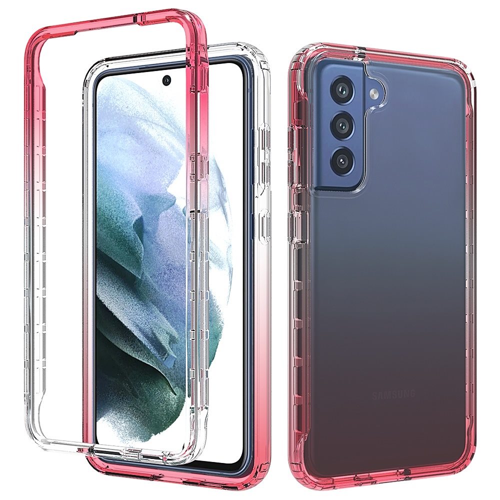 Samsung Galaxy S21 FE Two Tone Transparent Shockproof Case Cover - Red (1103292)