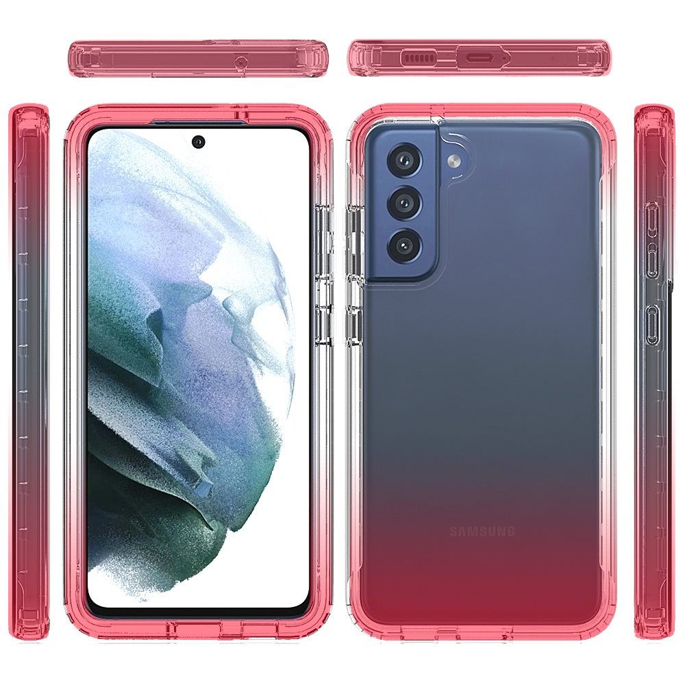 Samsung Galaxy S21 FE Two Tone Transparent Shockproof Case Cover - Red (1103292)
