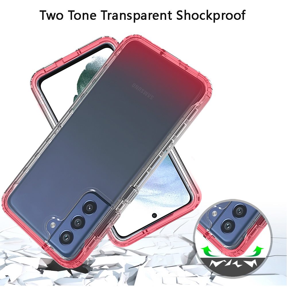 Samsung Galaxy S21 FE Two Tone Transparent Shockproof Case Cover - Red (1103292)