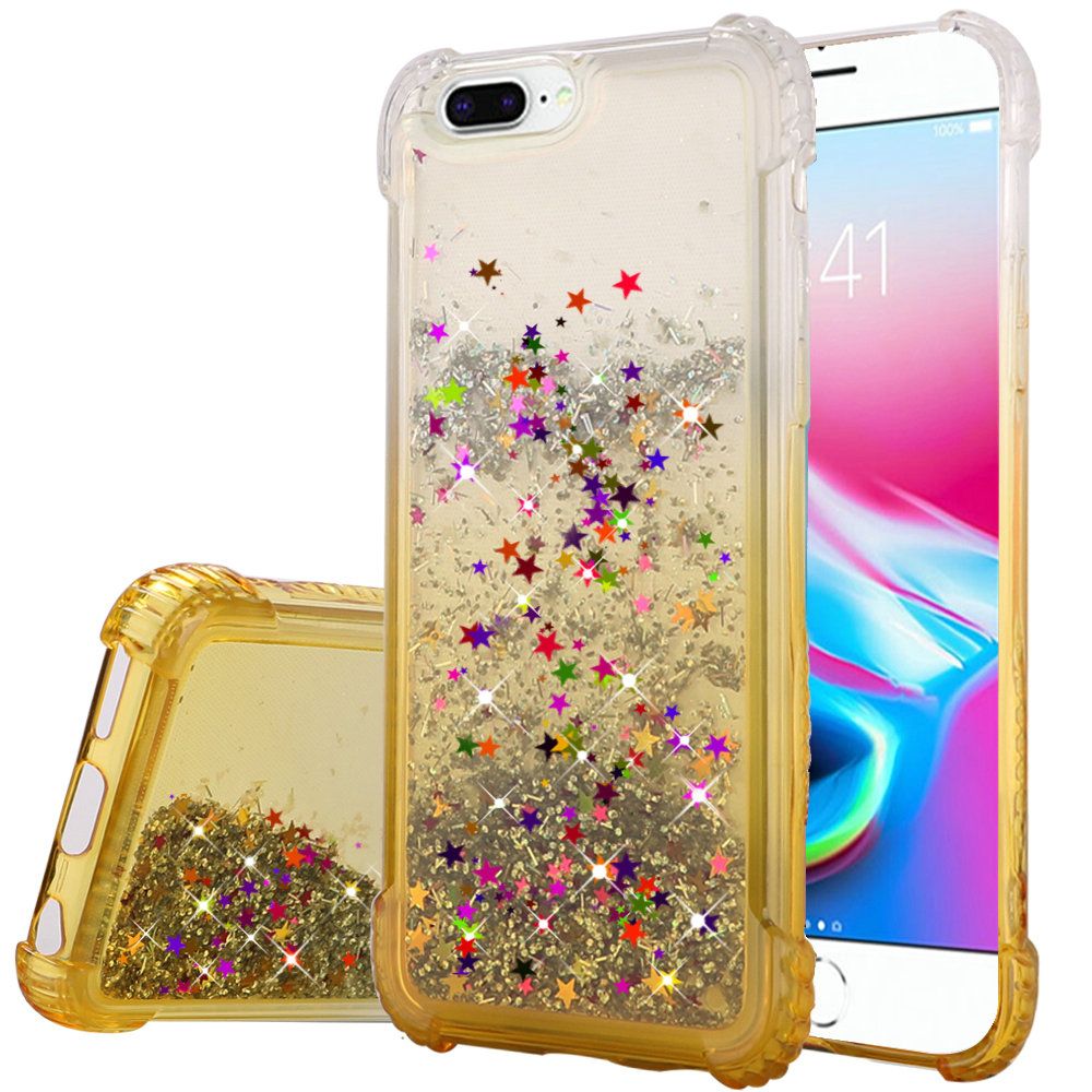 iPhone 8 Plus/7 Plus Liquid Quicksand with Glitter TPU - Gold (4729)