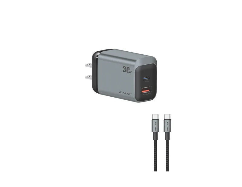 ATALAX SURGEMAX X14 30W PD/USB WALL CHARGER TYPE-C 4FT BLACK ( 1103768) (MSRP $39.99)