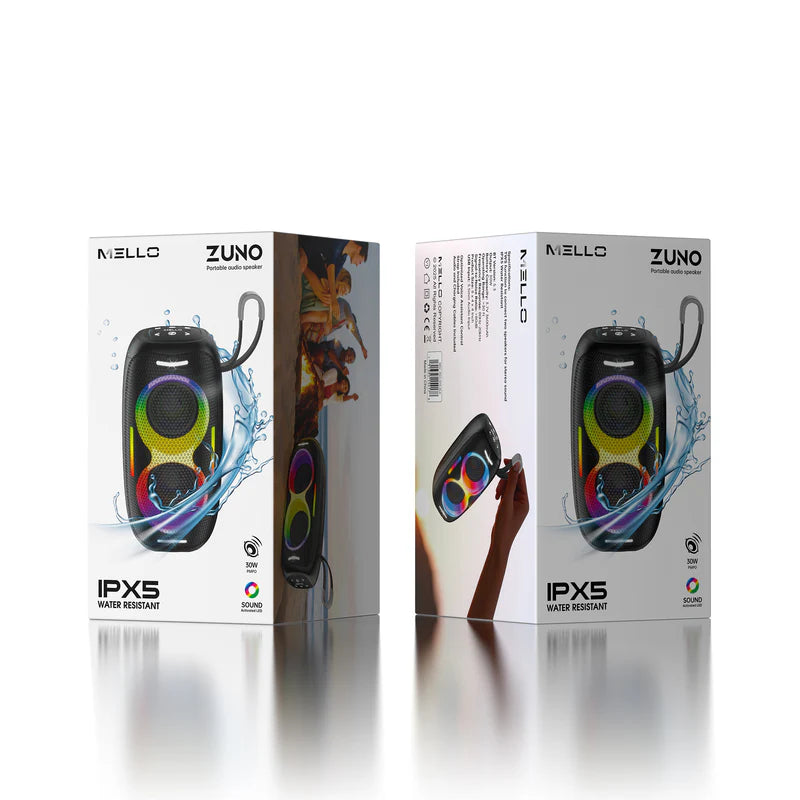 MELLO ZUNO 50 WATTS PORTABLE SPEAKER BLACK ( 1103749) (MSRP $89.99)