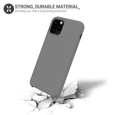 iPhone 11 Pro 5.8 Silicone Case , Liquid Silicone Full Body Thickening Design Phone Case (with Microfiber Lining) - Grey (4689)