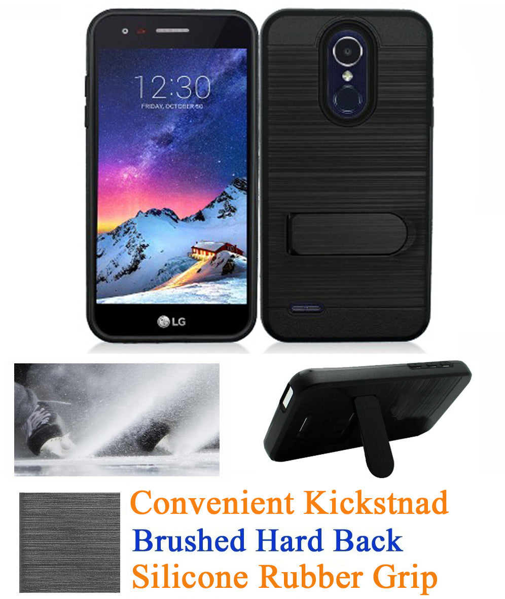 Galaxy A6 BRUSHED METAL CASE W/ HORIZONTAL KICKSTAND & CARD SLOT-BLACK (1690)