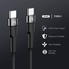 ARGOM Tech CABLE TYPE-C TO TYPE-C 100W NYLON BRAIDED DURA SPEED 6FT/1.8M- BLACK (1106526)