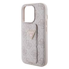 IPHONE 15 PRO - PU LEATHER PINK HARD CASE GRIPSTAND PU LEATHER 4G TRIANGLE STRASS - GUESS (1106534)