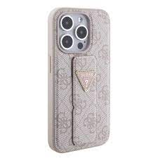IPHONE 15 PRO - PU LEATHER PINK HARD CASE GRIPSTAND PU LEATHER 4G TRIANGLE STRASS - GUESS (1106534)