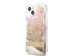 Guess Liquid Glitter Case With Flower Pattern For iPhone 14 Plus/15 Plus - Gold (1106720)