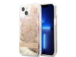 Guess Liquid Glitter Case With Flower Pattern For iPhone 14 Plus/15 Plus - Gold (1106720)
