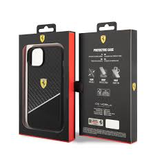 Ferrari iPhone 14 Plus / 15 Plus Case Cover Real Carbon Stripe - Black (1106872)