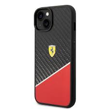 Ferrari iPhone 14 Plus / 15 Plus case cover real carbon stripe black red (1106873)
