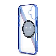 iPhone 16 - PC/TPU Clear Hard Case Motorsport MagSafe Compatible IML Printed Circle Design With Stripes - BMW (1107550)