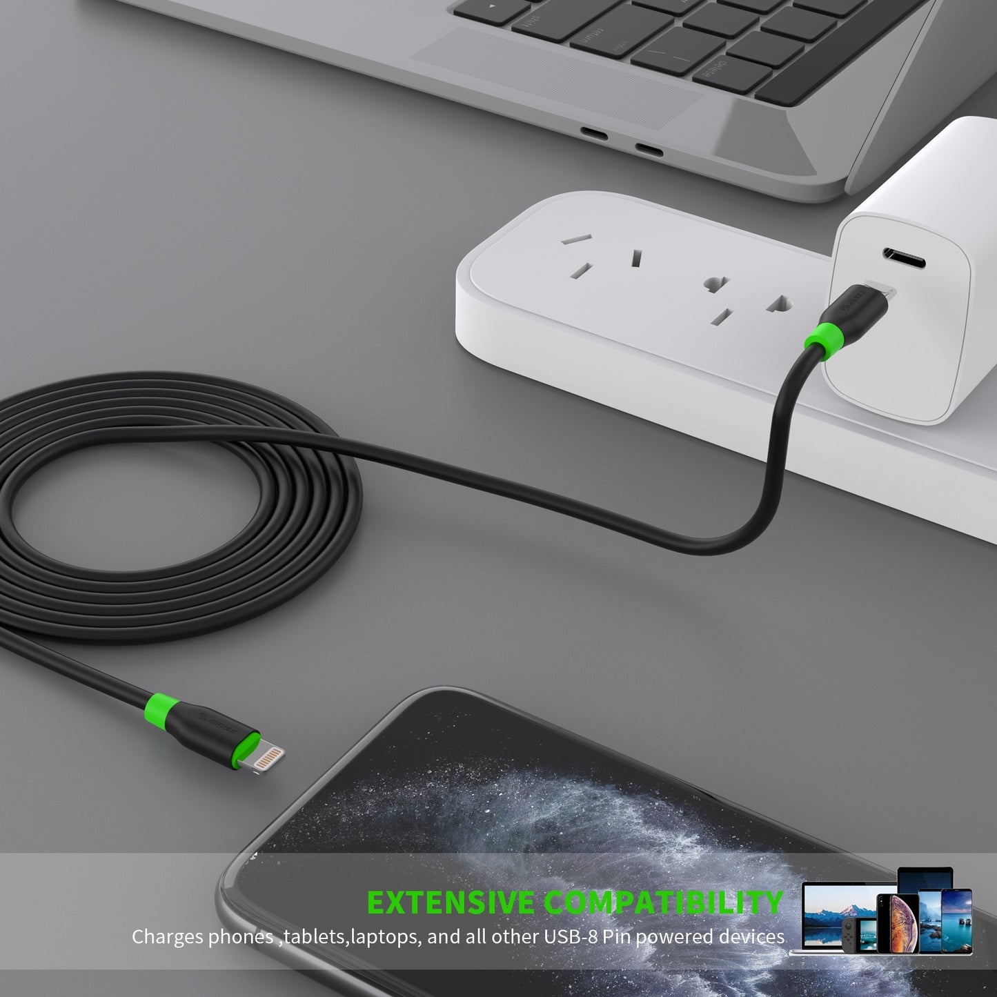 Esoulk 6FT PD Fast Charge USB-C To IPhone Cable Black (1102379)