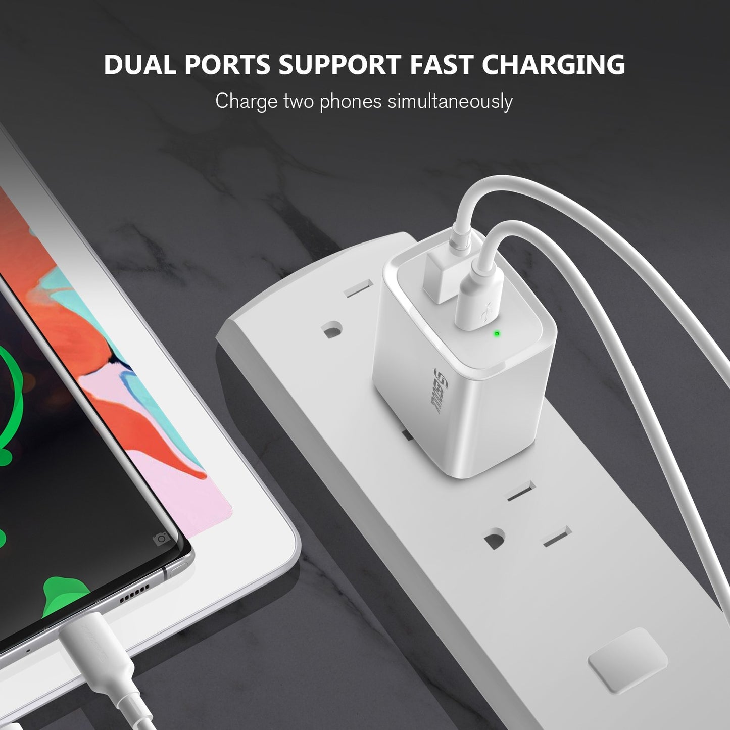 ESOULK 20W PD+QC FAST WALL CHARGER & 5FT USB C TO C CABLE - White (1102983)