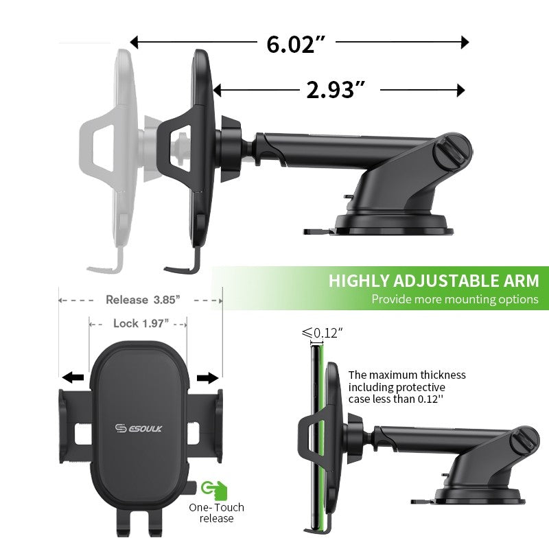 Esoulk Dashboard Car Mount With 3M Adhesive Pad - Black (1102532)
